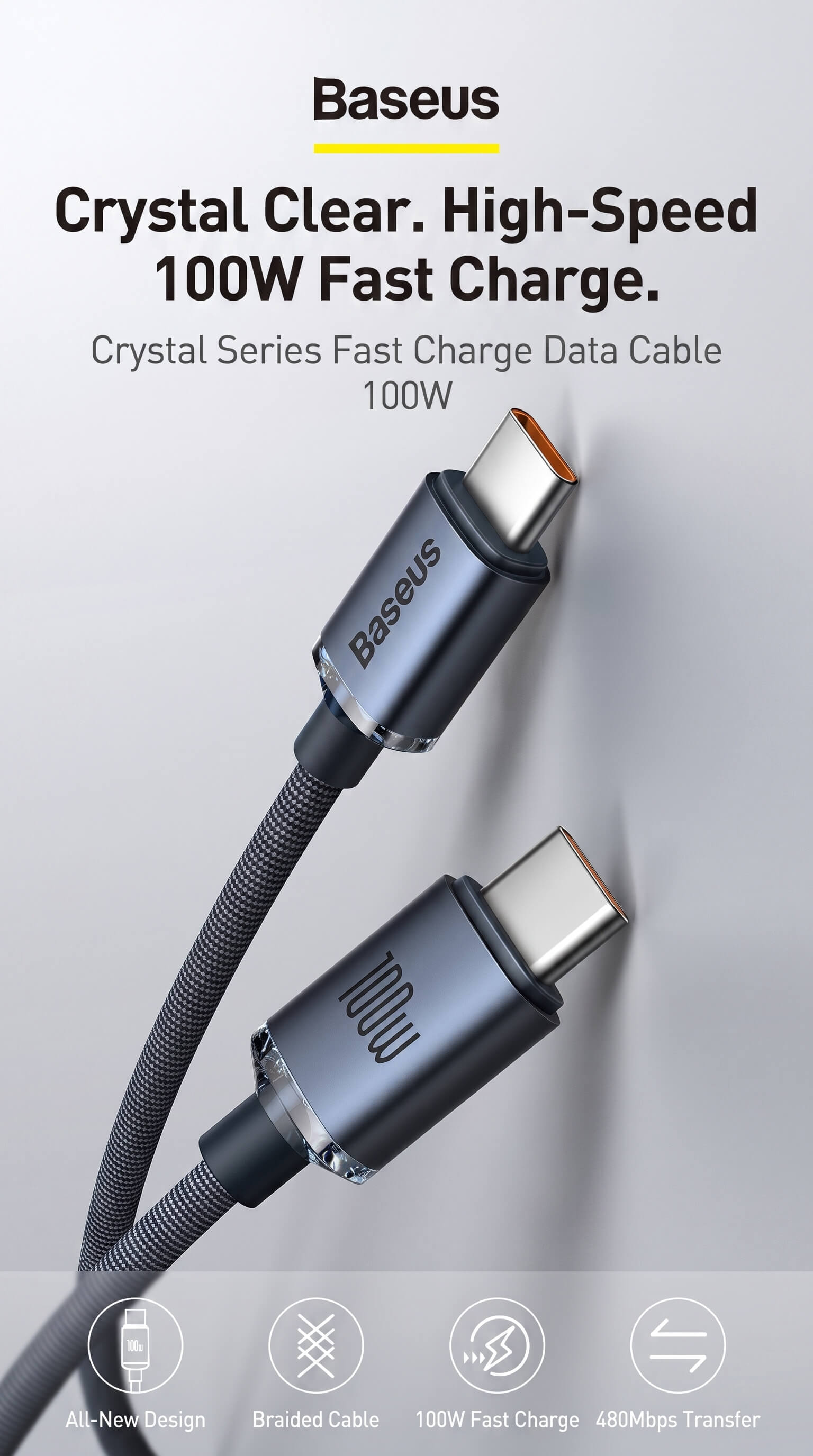 Baseus Crystal Shine Series Type-C to Type-C 100W Data Cable