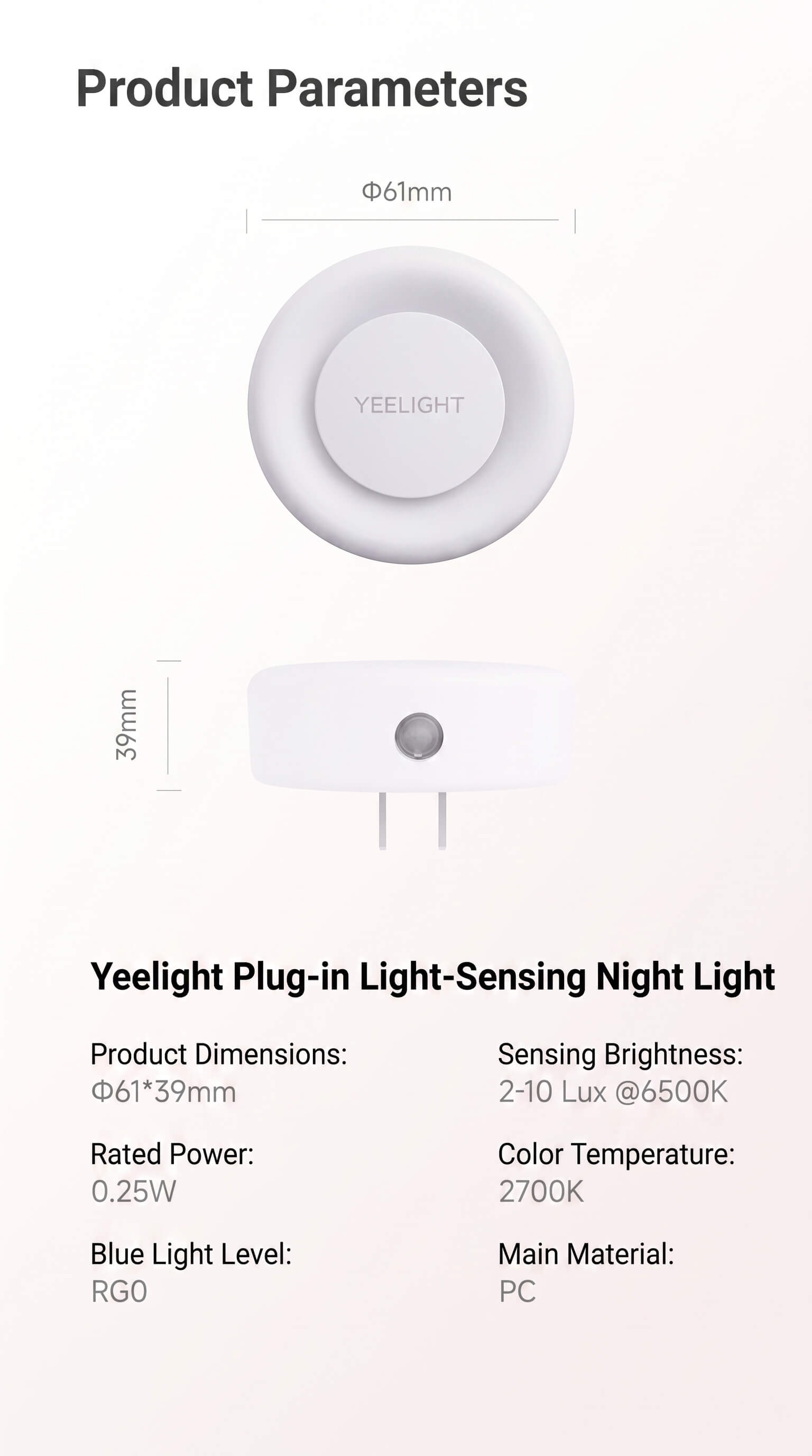 Yeelight Plug-in Light-Sensing Night Light