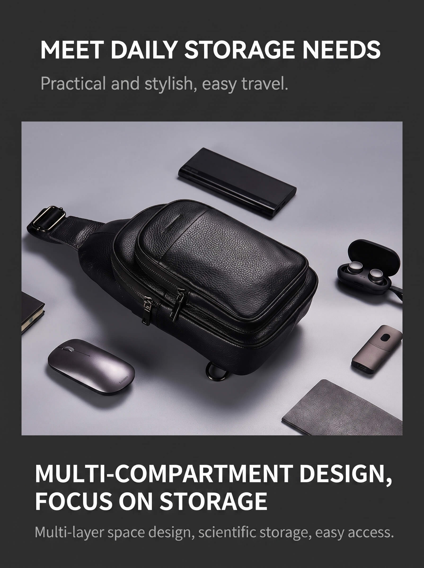 Equinox Leather Vertical Chest Bag