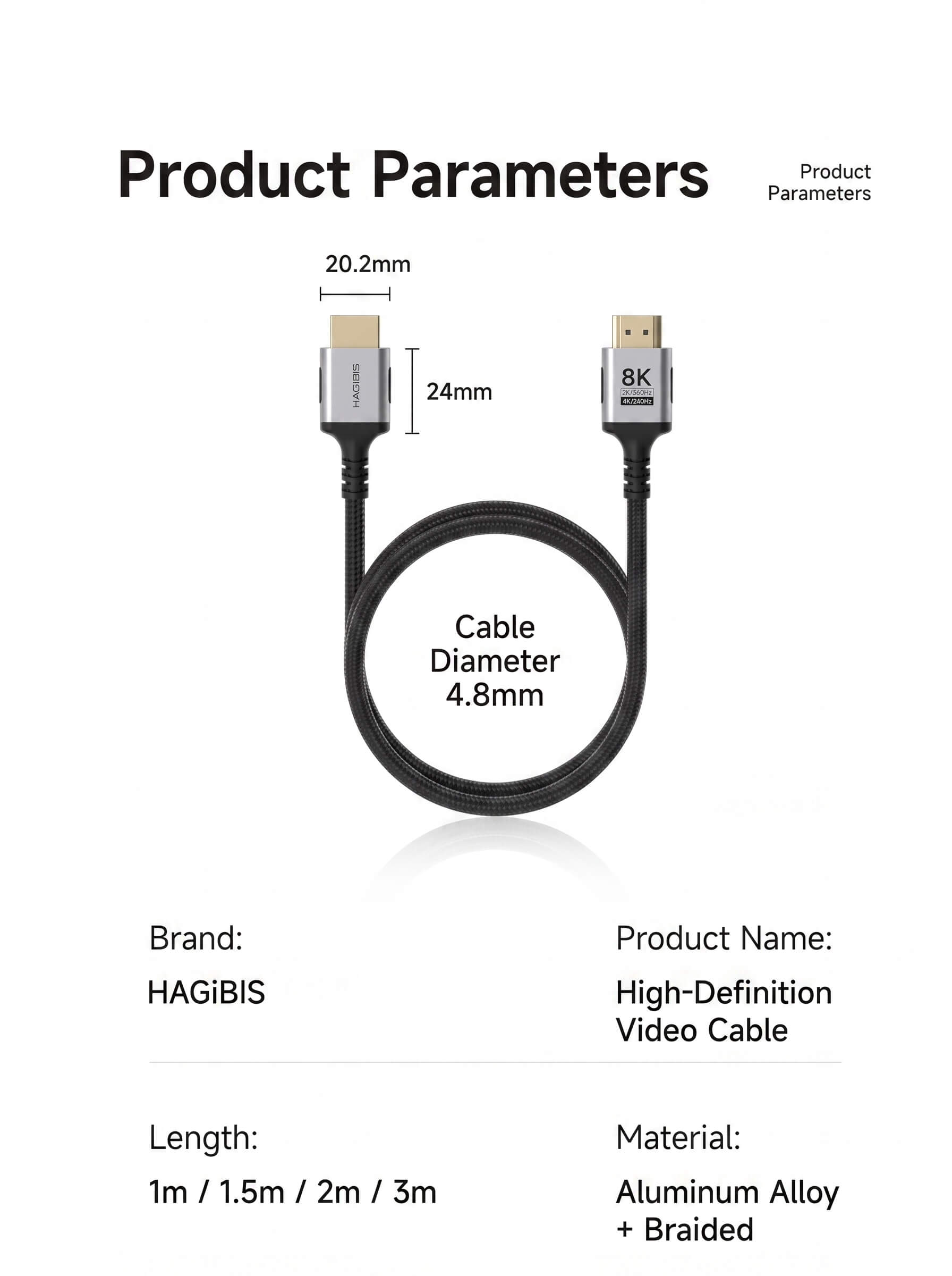 xiaomi Hagibis HDMI Slim Cable 2.1 High Definition 8K Video