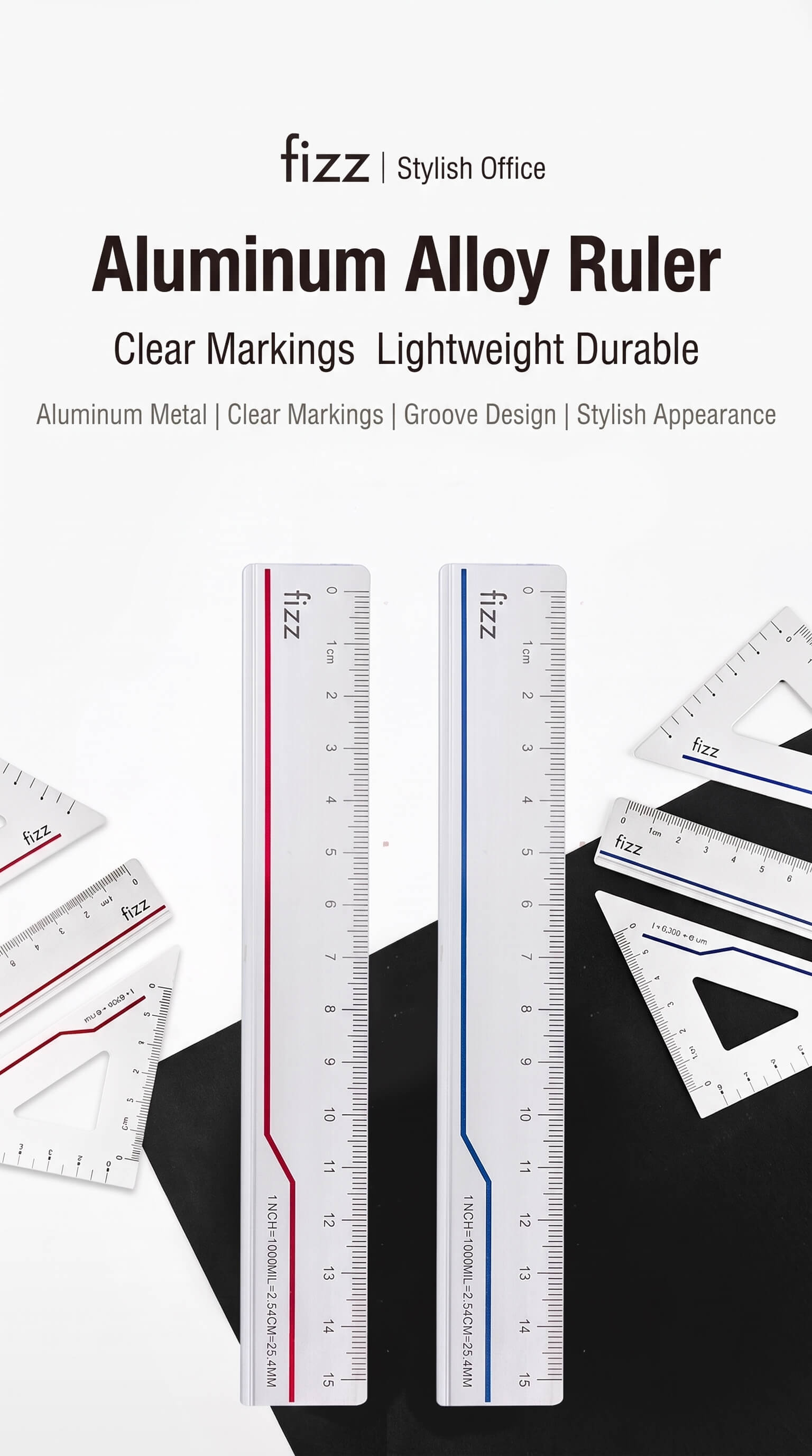 Xiaomi Fizz Frosted Alloy Ruler Set FZ22702