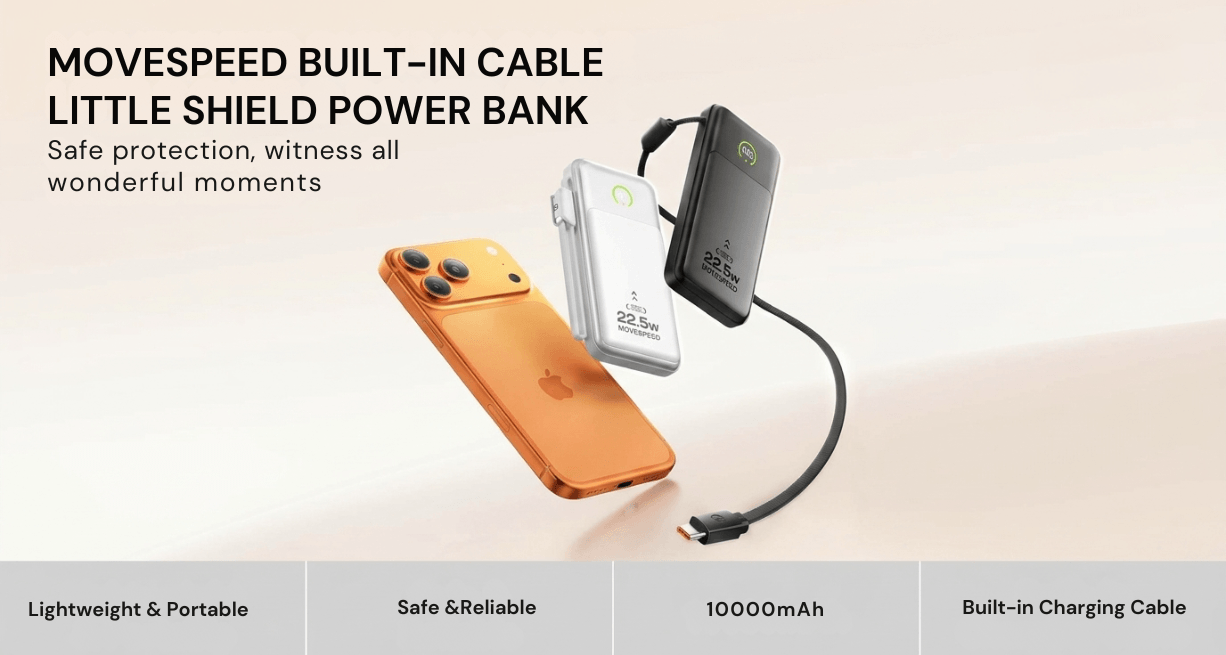 Speed-Up Power Bank with Built-in Cable 10000mAh 22.5W