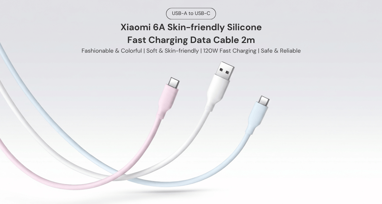 Xiaomi 6A Skin-Friendly Silicone Fast Charging Data Cable 2m (AC)