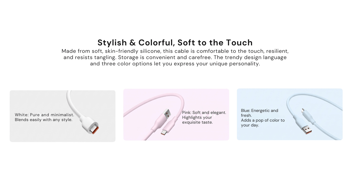 Xiaomi 6A Skin-Friendly Silicone Fast Charging Data Cable 2m (AC)