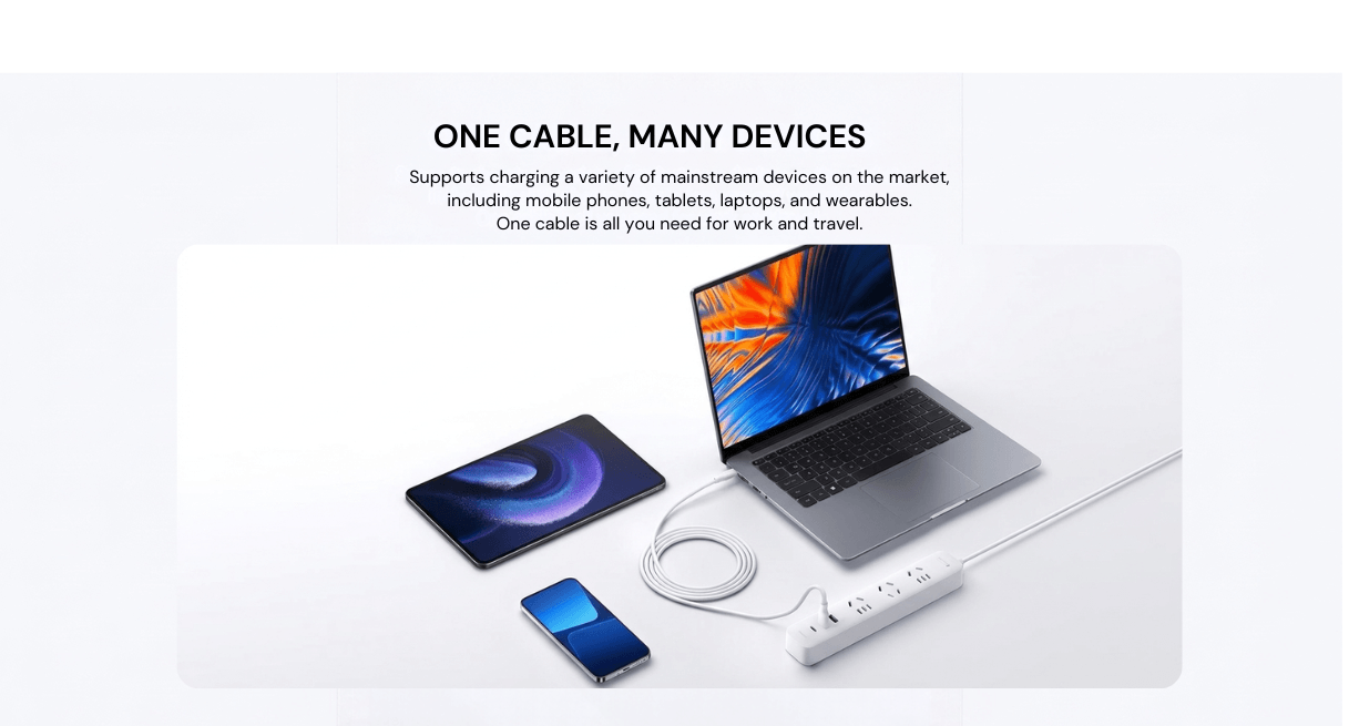 Xiaomi 6A Skin-Friendly Silicone Fast Charging Data Cable 2m (AC)