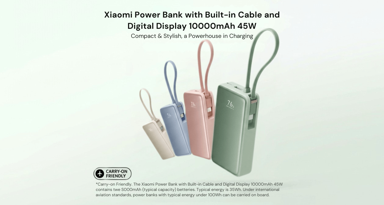 Xiaomi built-in screen display power bank 10000 45W