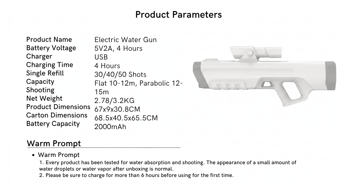 Automatic Water Absorbent Pulse Water Gun Children's Toy