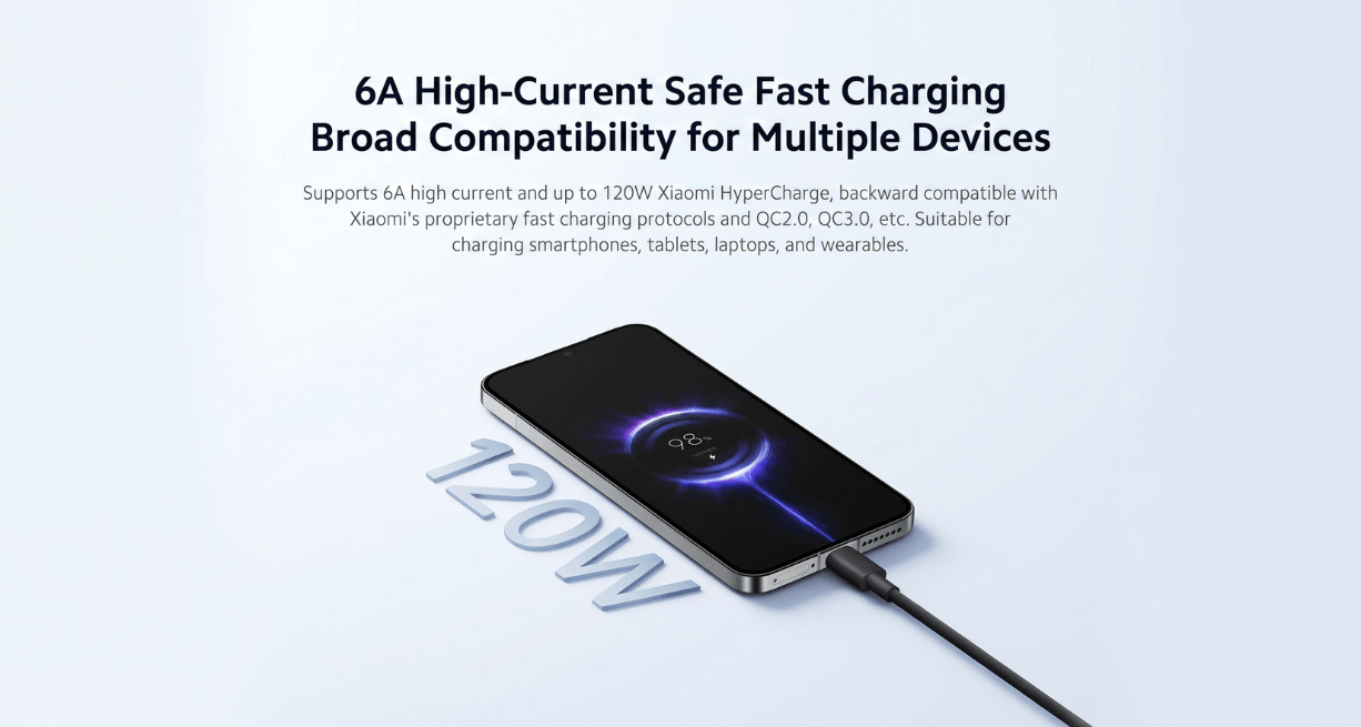 Xiaomi 6A Braided Fast Charging Data Cable USB-A to USB-C