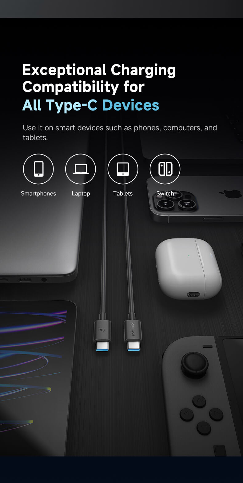CUKTECH USB-C to C 6A Fast Charging Cable