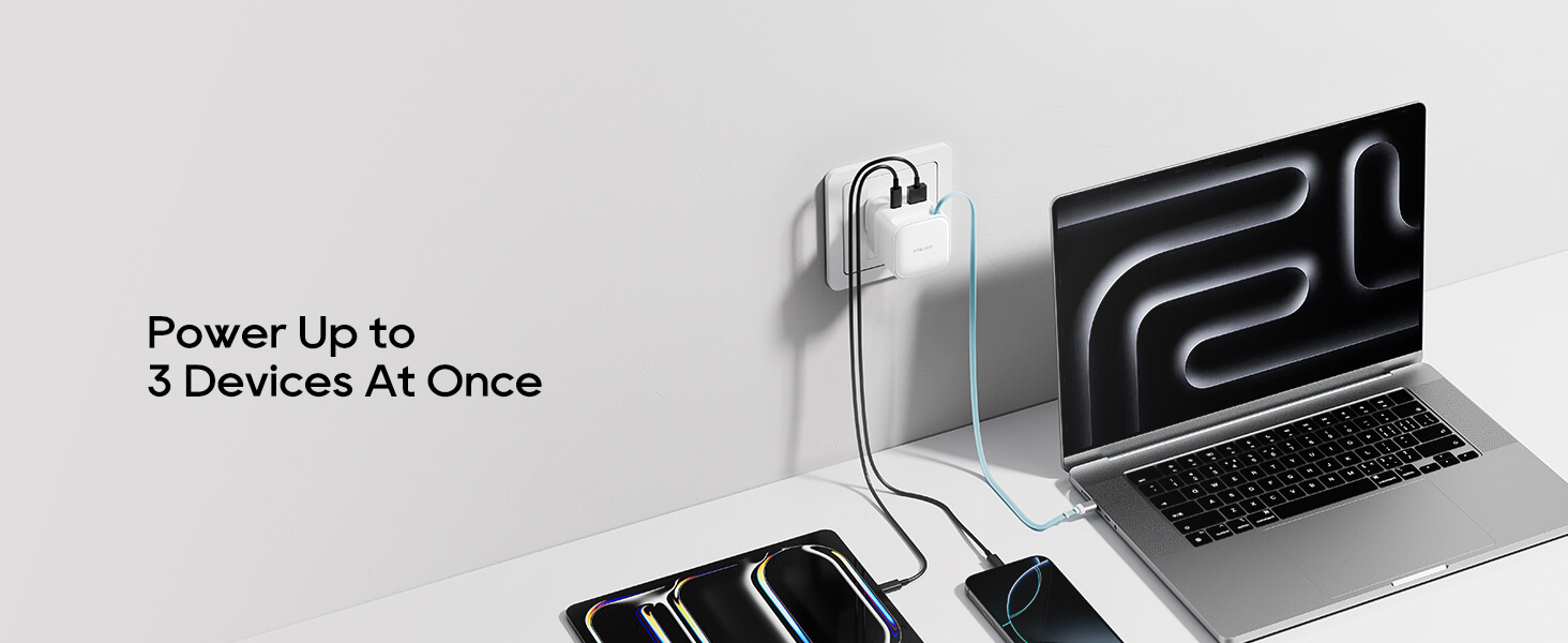 CUKTECH 65W GaN Charger with Built-in Telescopic USB-C Cable