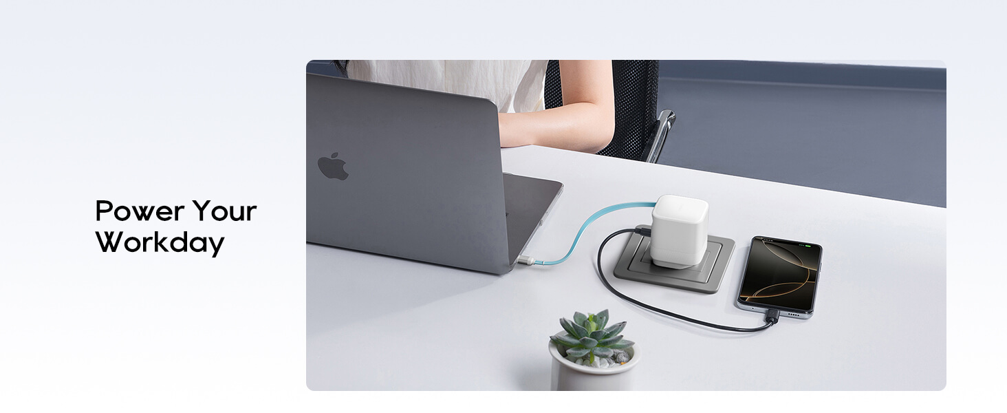 CUKTECH 65W GaN Charger with Built-in Telescopic USB-C Cable