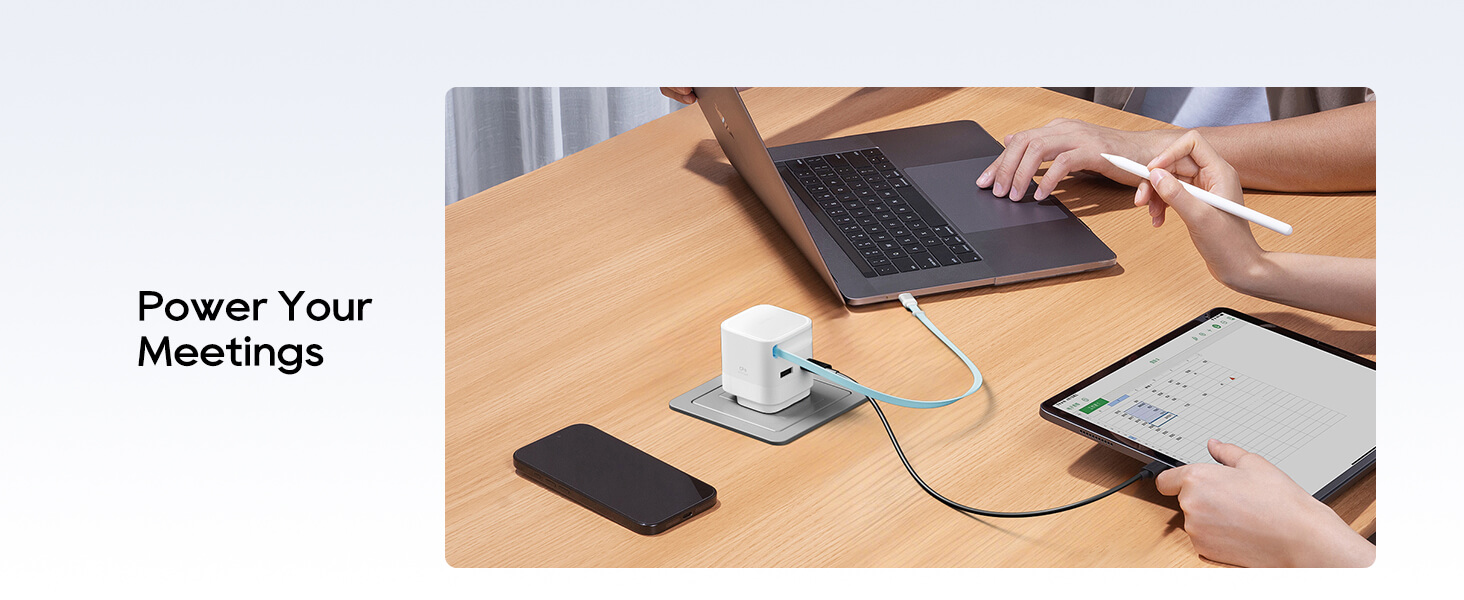 CUKTECH 65W GaN Charger with Built-in Telescopic USB-C Cable