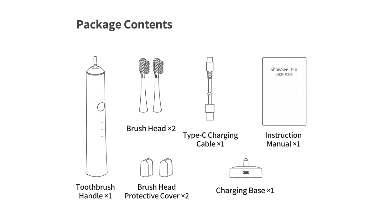 Showsee Small Sound Wave Electric Toothbrush