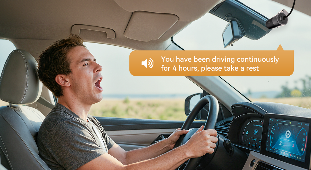 Driver fatigue reminder alert after 4 hours of continuous driving