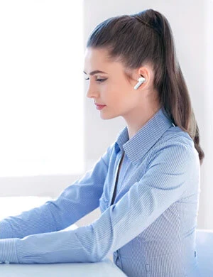 Woman studying with Haylou MoriPods ANC